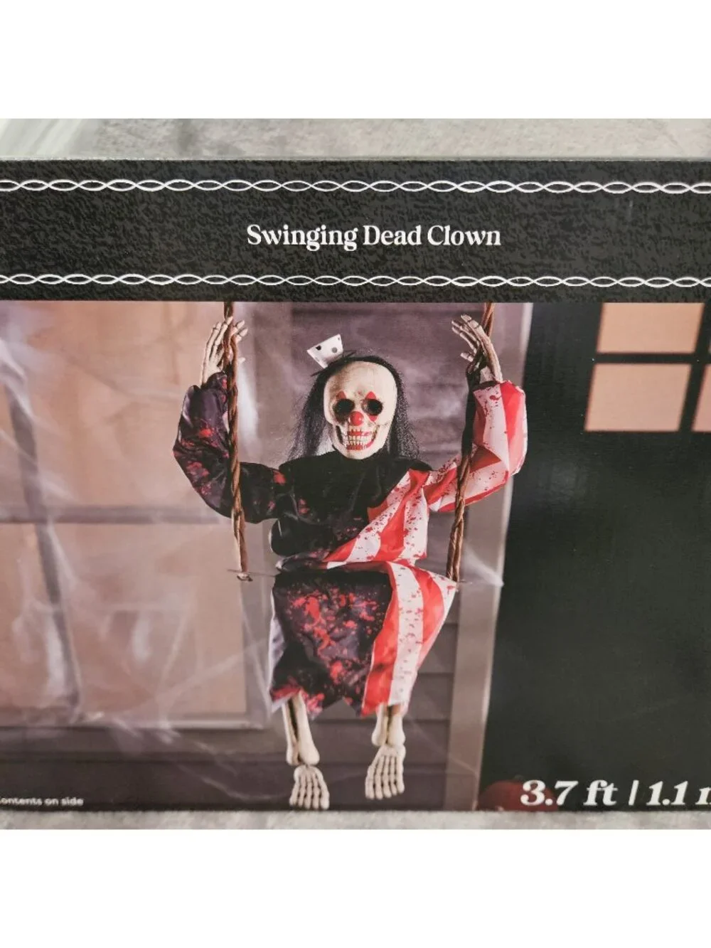 Ashland Swinging Dead Clown Hanging Prop 3.7 ft Halloween Decoration Goth Horror